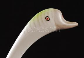 Hollóházi liba, kézzel festett, hibátlan, jelzett, m:14 cm