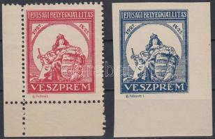 1927 Ifjúsági Bélyegkiállítás Veszprém 2 db klf levélzáró