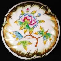 Herendi Viktória mintás ékszeres doboz, kézzel festett jelzett, hibátlan, d:7,5 cm ,m:5 cm