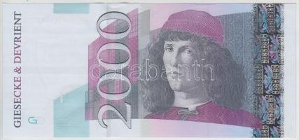 Németország DN 2000 bankjegytervezet "Giesecke&Devrient" T:I- Germany ND 2000 Euro test note "Giesecke&Devrient" C:AU