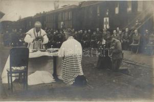 1921 Biatorbágy vasútállomás, IV. Károly és Zita utolsó útja Magyarországra, tábori mise, photo / The last visit of Charles IV and Zita to Hungary, prayer, photo