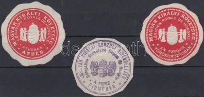 Magyar Királyi Követségek 3 db pecsétbélyeg R!