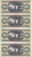 1969. 10Ft (4x) sorszámkövetőek, az egyik gyári papírránccal T:I