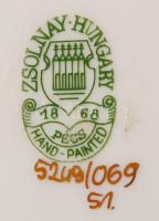 Zsolnay virág mintás kis váza és kis kaspó, kézzel festett, m:11,5 cm, d:12 cm