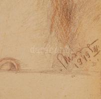 Máry jelzéssel: Delpica és Éva. Színes ceruza, papír, 31×43 cm