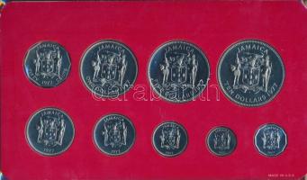 Jamaica 1977. 1c-1$ (7xklf) + 5$ Ag + 10$ Ag forgalmi szett tájékoztatóval díszkiadásban (csomagolás...