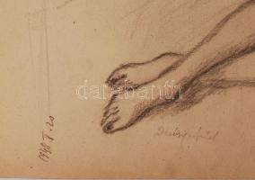 Diósy jelzéssel: Női fej. Ceruza, papír, 35×29 cm