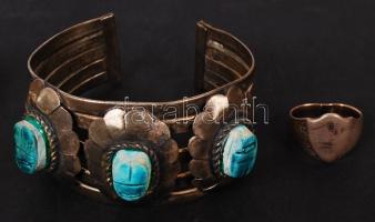 Bizsu tétel, benne karperec, nyaklánc, fülklipsz, gyűrű, ruhadísz, összesen 5 db