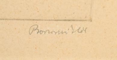 Borsos Miklós (1906-1990): Nyár. Rézkarc, papír, jelzett, üvegezett keretben, 19×29 cm