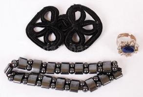 Bizsu tétel, benne karkötő, 3 db nyaklánc (ebből 1 mágneses nyaklánc), gyűrű és ruhadísz, összesen 6...