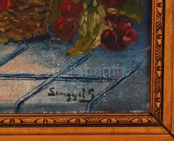 Lengyel jelzéssel: Csendélet cseresznyével. Olaj, vászon, keretben, 27×38 cm