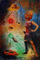 Olvashatatlan jelzéssel: Ez a divat. Vegyes technika, papír, 51×37 cm