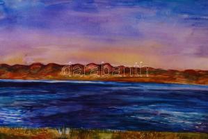 Ogirumurh jelzéssel: Mongólia. Akvarell, papír, gyűrött, 49×62 cm