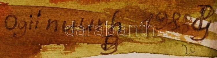 Ogirumurh jelzéssel: Mongólia. Akvarell, papír, gyűrött, 49×62 cm