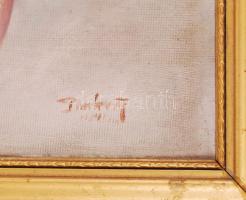 Olvashatatlan jelzéssel: Angyali csók. Olaj, karton, keretben, 52×40 cm