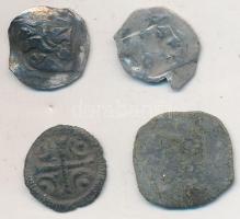 1131-1141. Denár Ag "II. Béla" (0.47g) T:2- hajlott lemez + Ausztria DN. Friesachi Denar Ag (3x) (0.44g+0.51g+0.93g) T:3,3- Huszár 99., Unger I. 52.