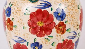 Jelzett fedeles váza, kézzel festett, hibátlan, m:43 cm