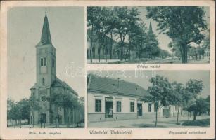 Vízkelet, Cierny Brod; Katolikus templom, Fő utca, szövetkezez / church, main street, cooperative (EB)