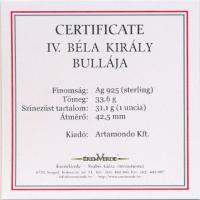 Szabó Géza (1939-) DN "IV. Béla Király Bullája" Ag emlékérem dísztokban, tanúsítvánnyal (3...