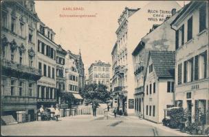 Karlovy Vary, Karlsbad; Schlossbergstrasse / castle hill, shops