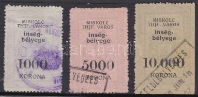 1923 Miskolc város ínségbélyegei 3 db