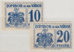 1914 Zombor városi illetékbélyeg 10f, 20f 11 1/2 : 10 1/2 fogazás