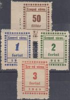 1949 Szeged város 4 db illetékbélyeg (3Ft-on hiányos "g")