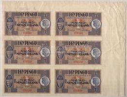 1938. 1P vízszintes 6-os tömbben, jobb felső ívszél lila 1940.decz.6. bélyegzővel T:I