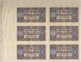 1938. 1P vízszintes 6-os tömbben, jobb felső ívszél lila 1940.decz.6. bélyegzővel T:I