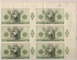 1940. 2P csak hátlapi nyomat!, vízszintes 6-os tömbben, jobb felső ívszél lila 1940.decz.6. bélyegzővel, illesztőkereszttel T:I