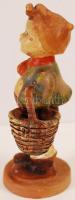 Kisfiú kosárral, kézzel festett kerámia, jelzett (Hummel copy!), apró máz hibával, m:16 cm