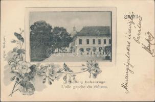 1899 Gödöllő, a kastély bal szárnya, floral (fa)