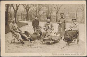 Német, orosz és magyar sebesültek együtt 'Képes Újság' / German, Russian and Hungarian wounded soldiers (EK)