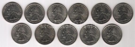 USA Modern 1/4$ emlékpénzek 11db 2,75$ névértékben T:2