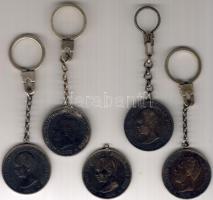 Spanyolország 1871-1892. 5P Ag (5x) füllel, lánccal (függőnek elkészítve) szintén Ag!