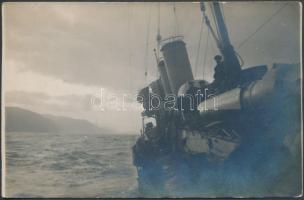 1915 Warship before the storm, mariners, photo