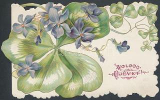 New Year, flower, clover, Emb. litho