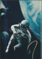 Walk in the Space, modern dimensional postcard, astronaut