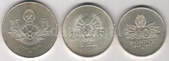 1956. 10Ft+20Ft+25Ft Ag "Tízéves a forint" T:2