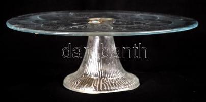 Ajkai lábas tortatálca, jelzett, hibátlan, m:11 cm, d:30 cm