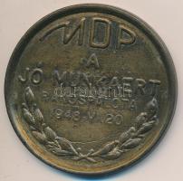 1948. "MDP - A Jó Munkáért Rákospalota" Br emlékérem dísztokban (59mm) T:2- repedések