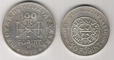1972. 50Ft+100Ft Ag "Szt.István" sor T:BU
