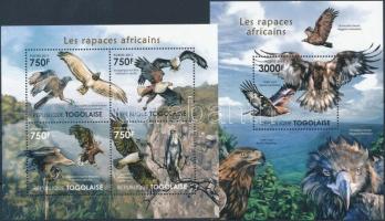 Afrikai ragadozó madarak kisív + blokk, African predatory birds minisheet + block