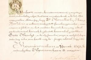 1893 Konkoly Thege Balázs ügyvéd  a komáromi casinóban billiárd játékban aratott győzelmét tanúsító ...