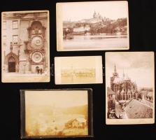 cca 1880 Prága, Olaszország, Ausztria 5 db városképes keményhátú fotó / Vintage photos of Prag, Austria, Venice