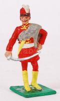 Huszár festett ólomfigura, m: 6,5 cm