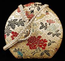 Régi piperés doboz, karton-selyem, d:11,5 cm