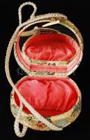 Régi piperés doboz, karton-selyem, d:11,5 cm