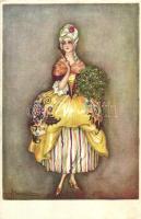 Baroque lady, Italian art postcard, Degami 854 s: Busi
