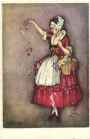 Baroque lady, Italian art postcard, Degami 854 s: Busi